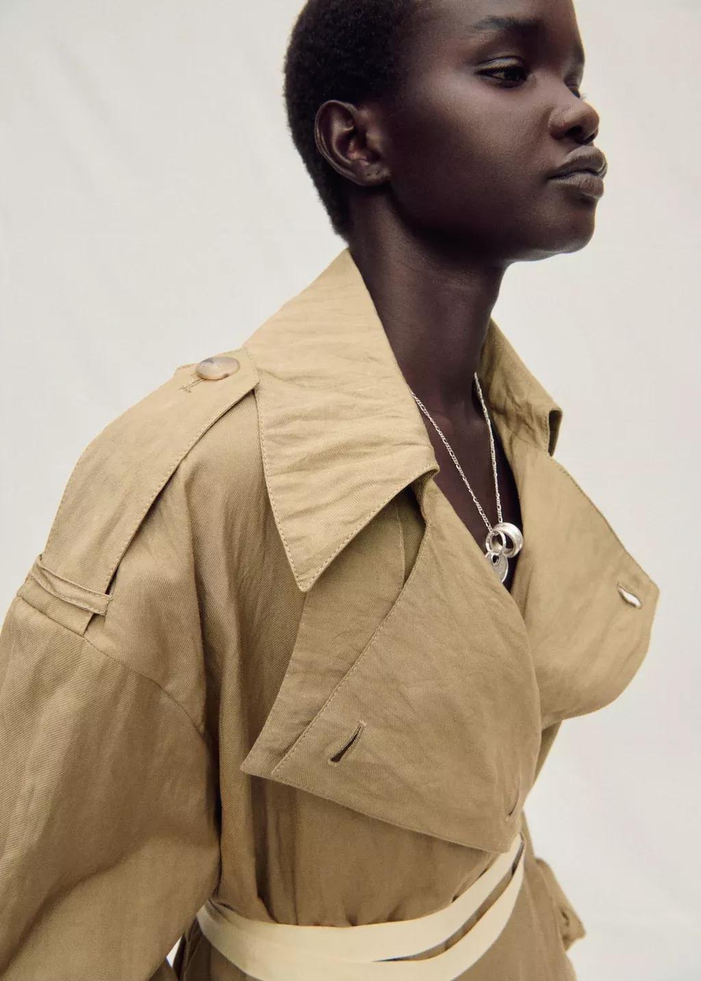 MEDIUM BROWN Oversized creased-effect trench coat, , large image number 2