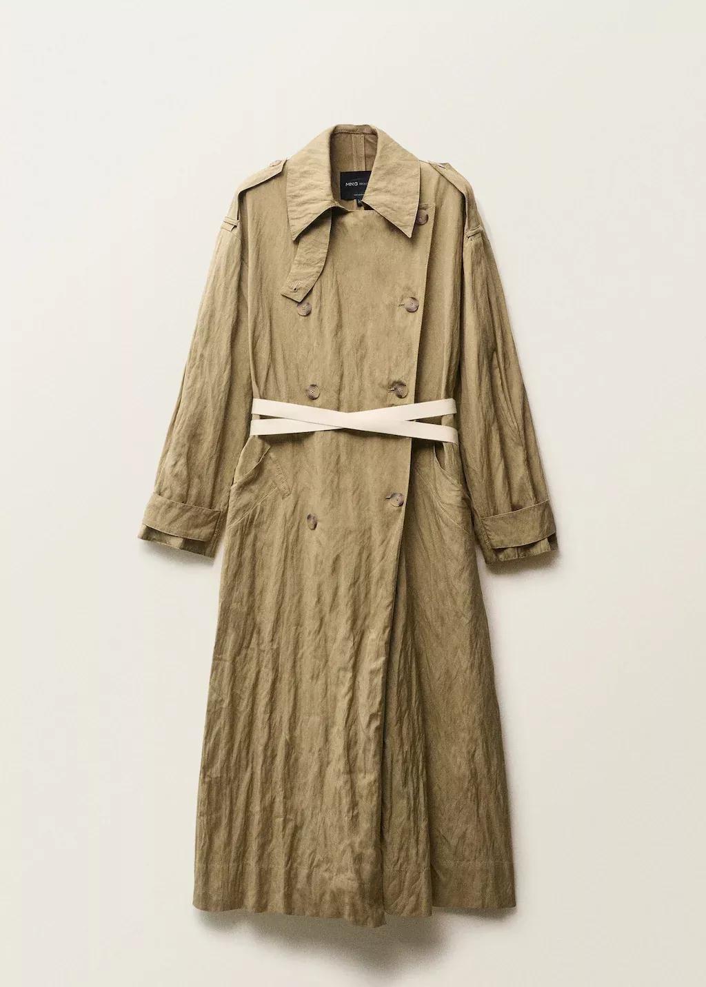 MEDIUM BROWN Oversized creased-effect trench coat, , large image number 3