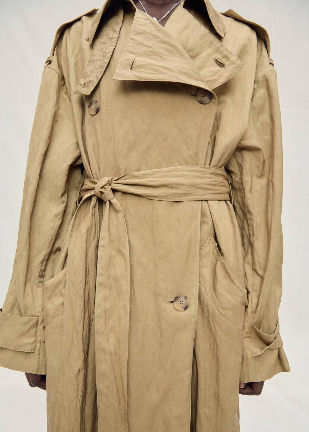 MEDIUM BROWN Oversized creased-effect trench coat, , large image number 4