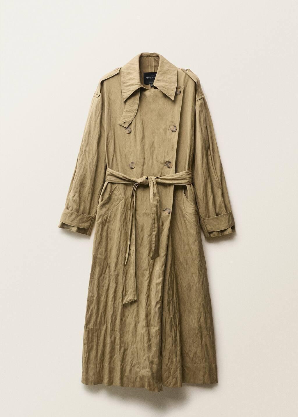 MEDIUM BROWN Oversized creased-effect trench coat, , large image number 6