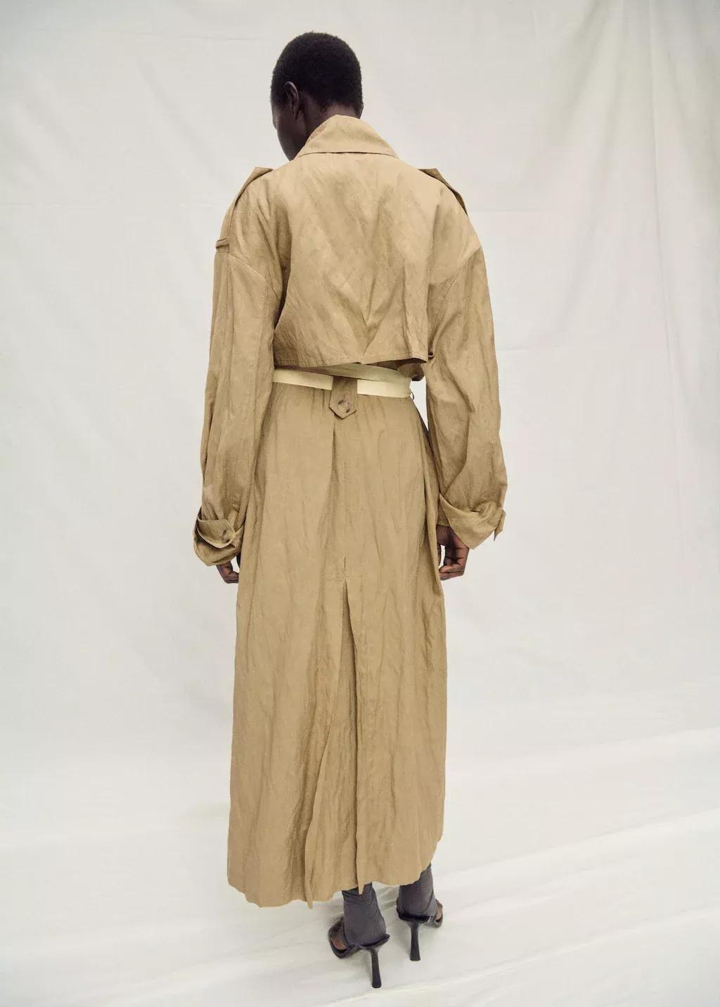 MEDIUM BROWN Oversized creased-effect trench coat, , large image number 7