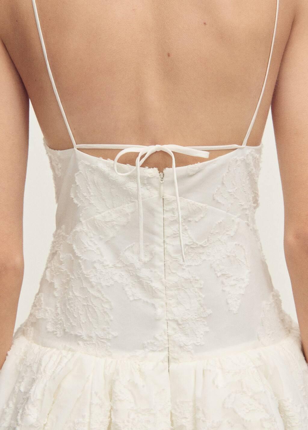 White Balloon-Effect Textured Dress, , large image number 2