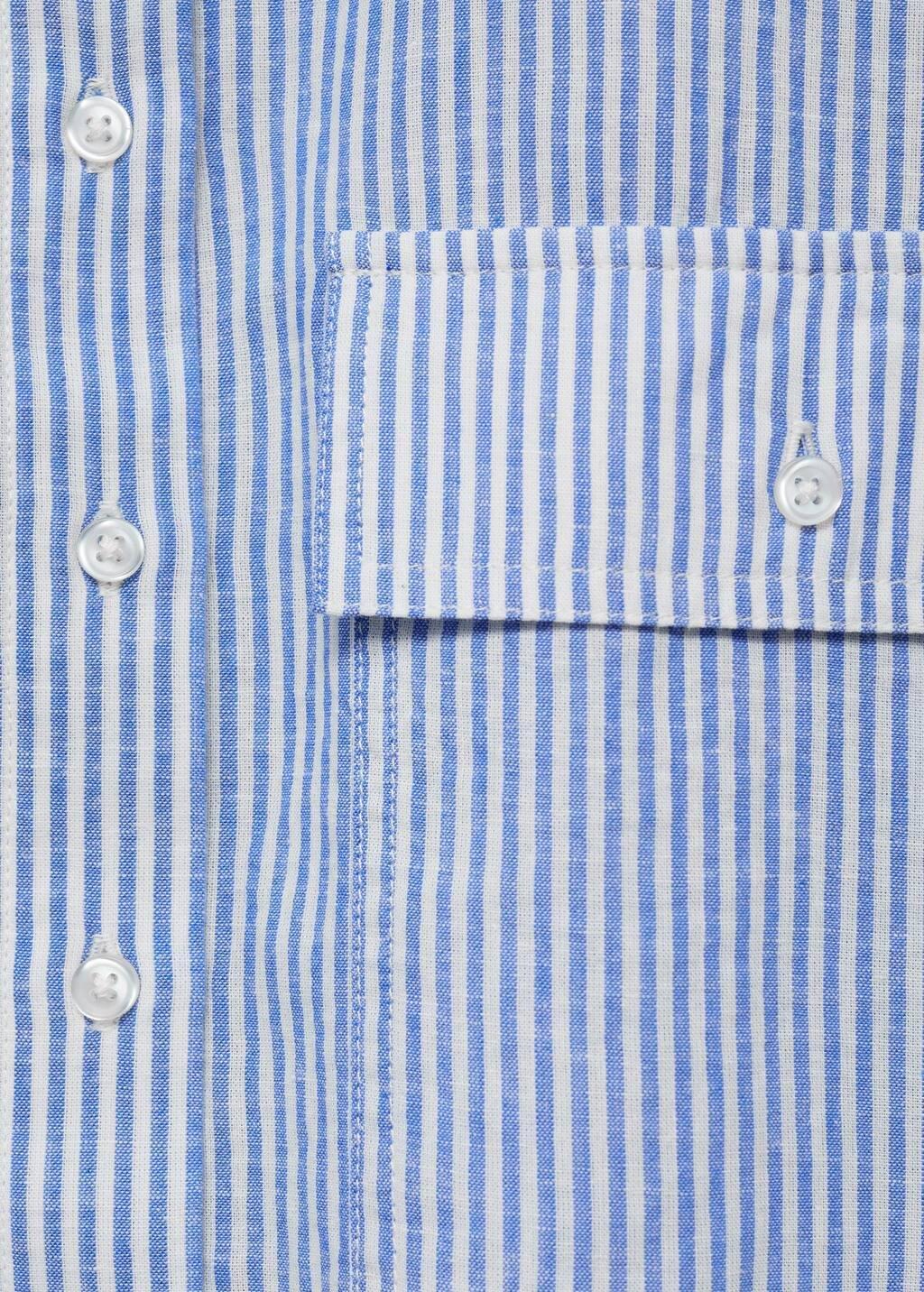 Bluestriped Cropped Shirt With Pockets, , large image number 5