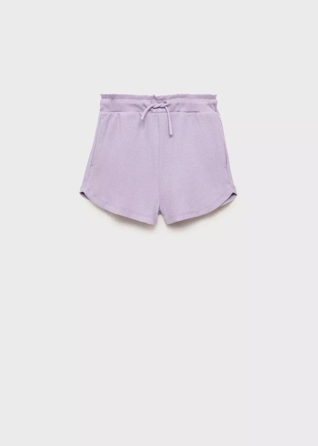 Purple Lt Pastel Elastic Waist Shorts, Kids Girl, , large image number 0