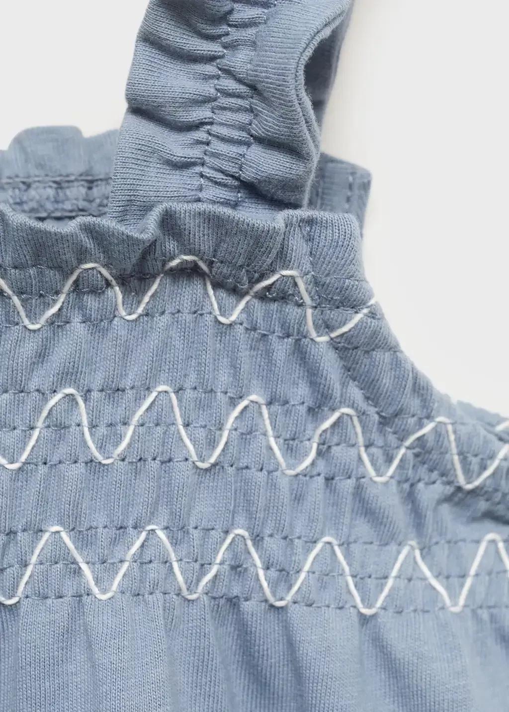 Blue Gathered Details Dress, Baby Girl, , large image number 1