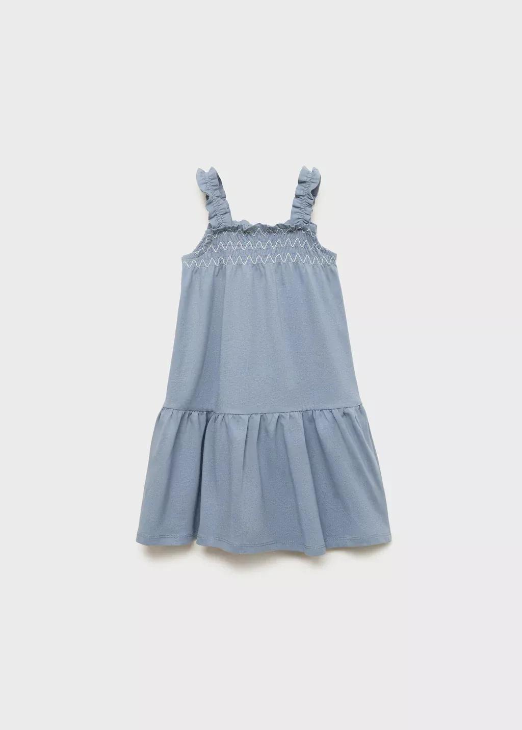 Blue Gathered Details Dress, Baby Girl, , large image number 2