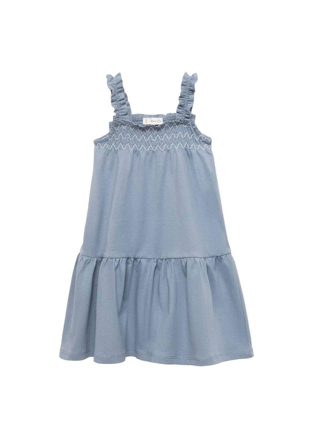Blue Gathered Details Dress, Baby Girl, , large image number 4