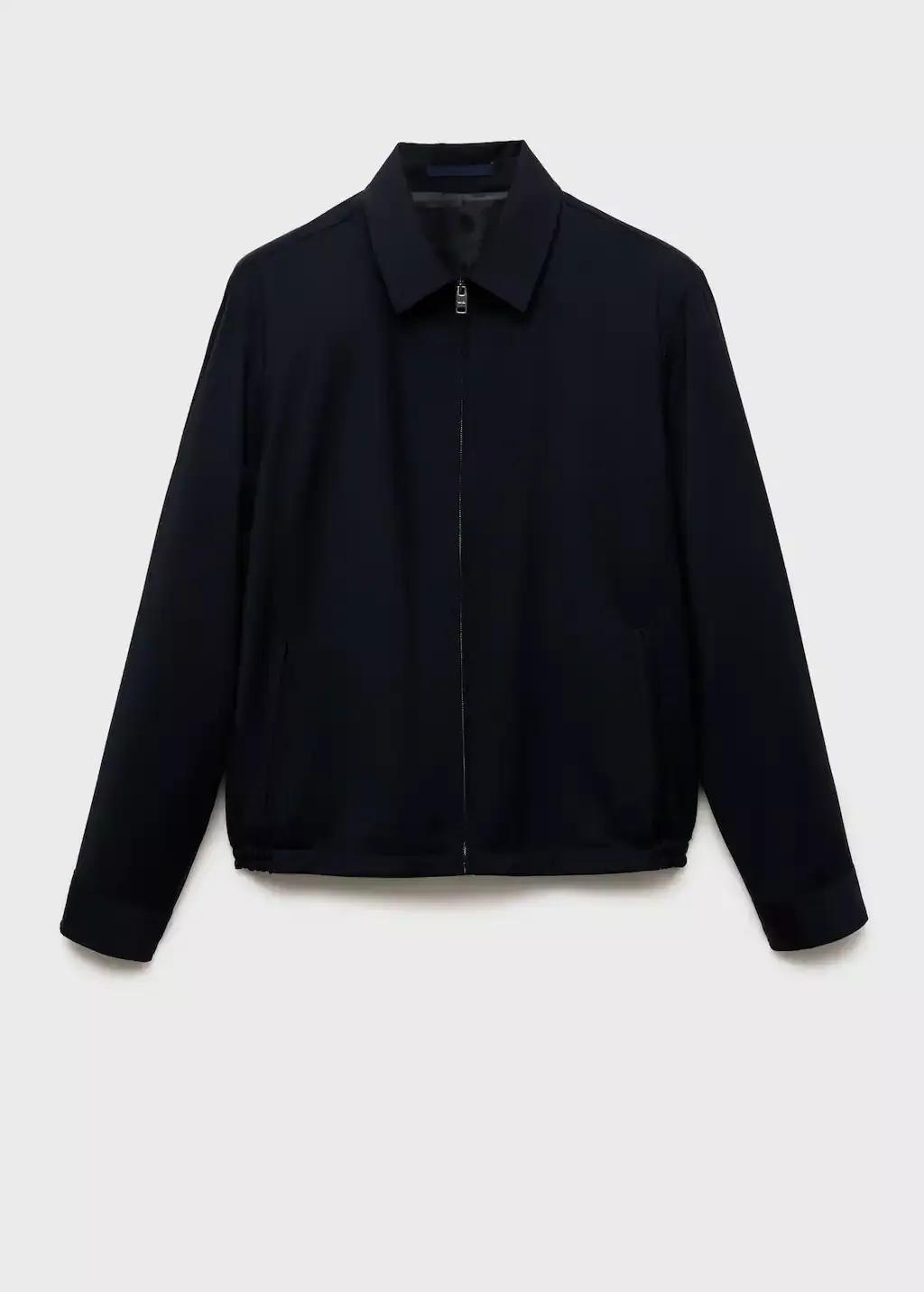 Navy Cold Wool Jacket With Shirt Collar, , large image number 3