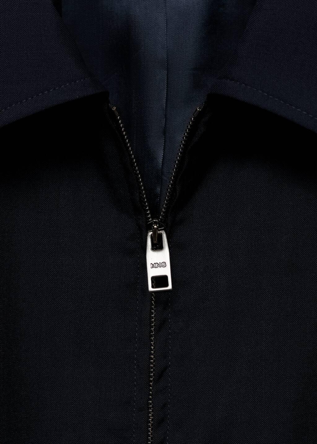 Navy Cold Wool Jacket With Shirt Collar, , large image number 4
