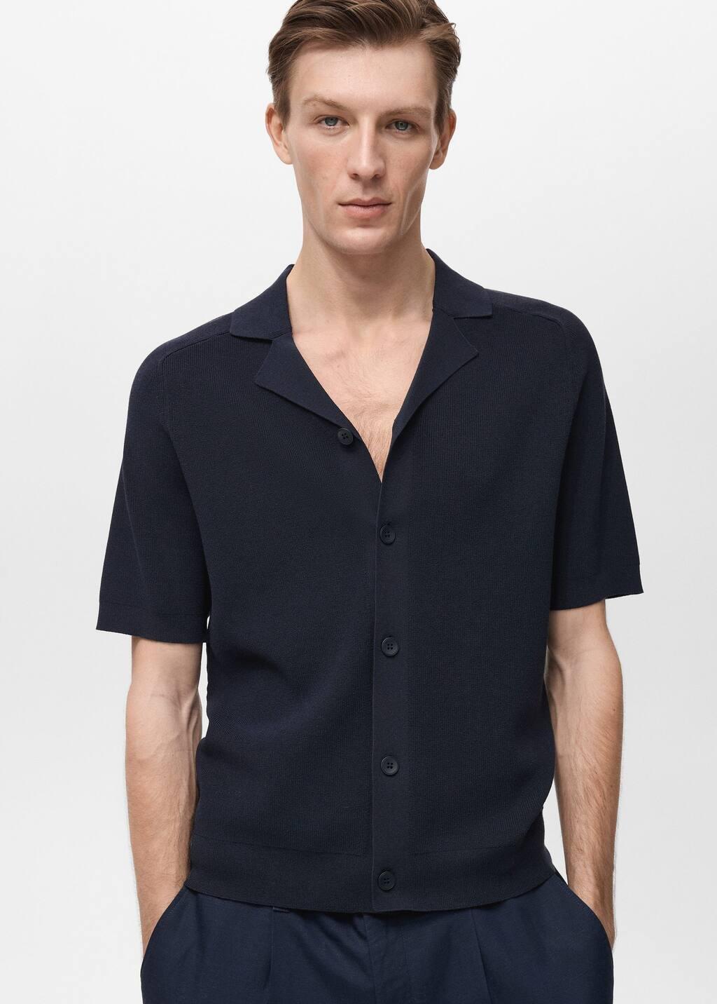 NAVY Fine knit shirt, , large image number 0