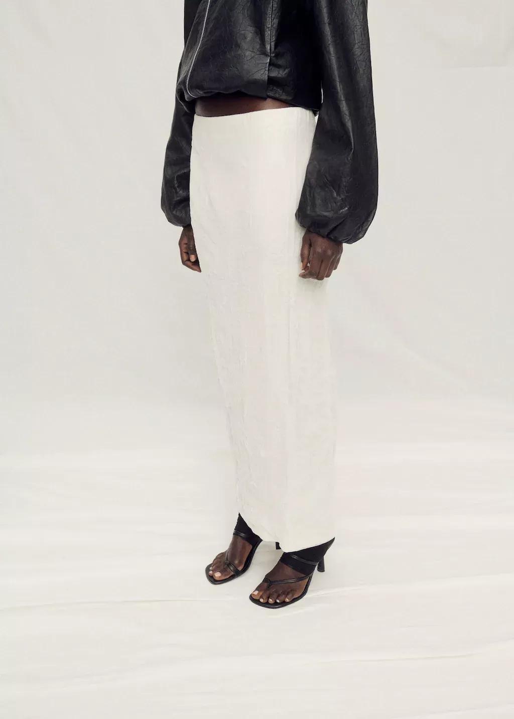 White Straight Tulle Skirt, , large image number 0