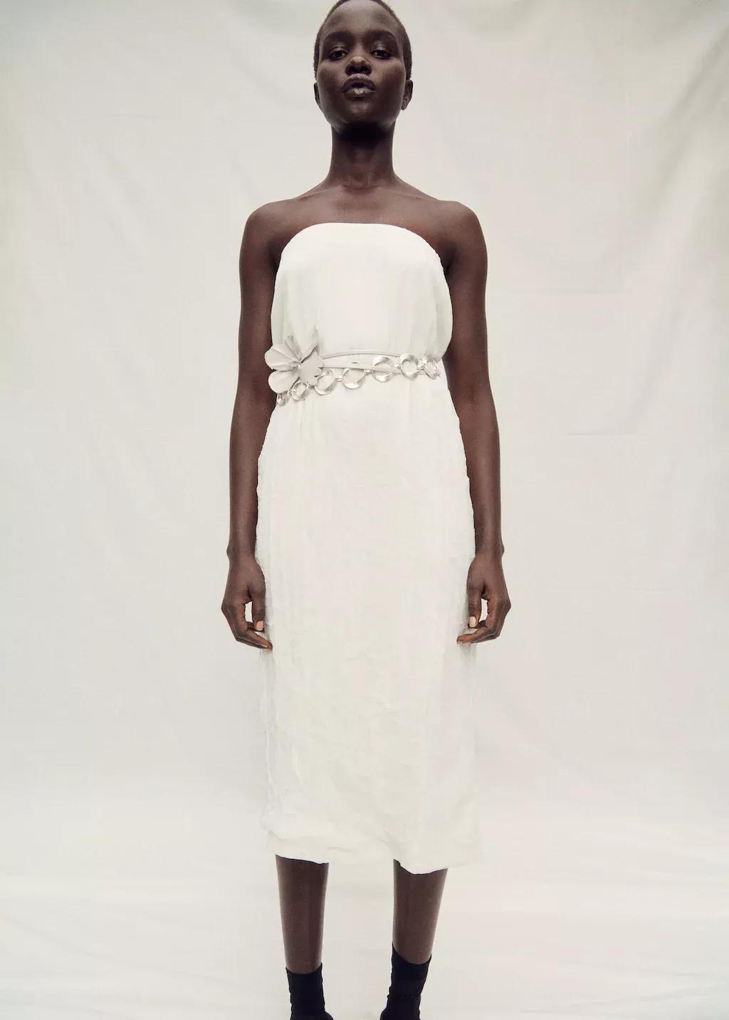 White Straight Tulle Skirt, , large image number 4