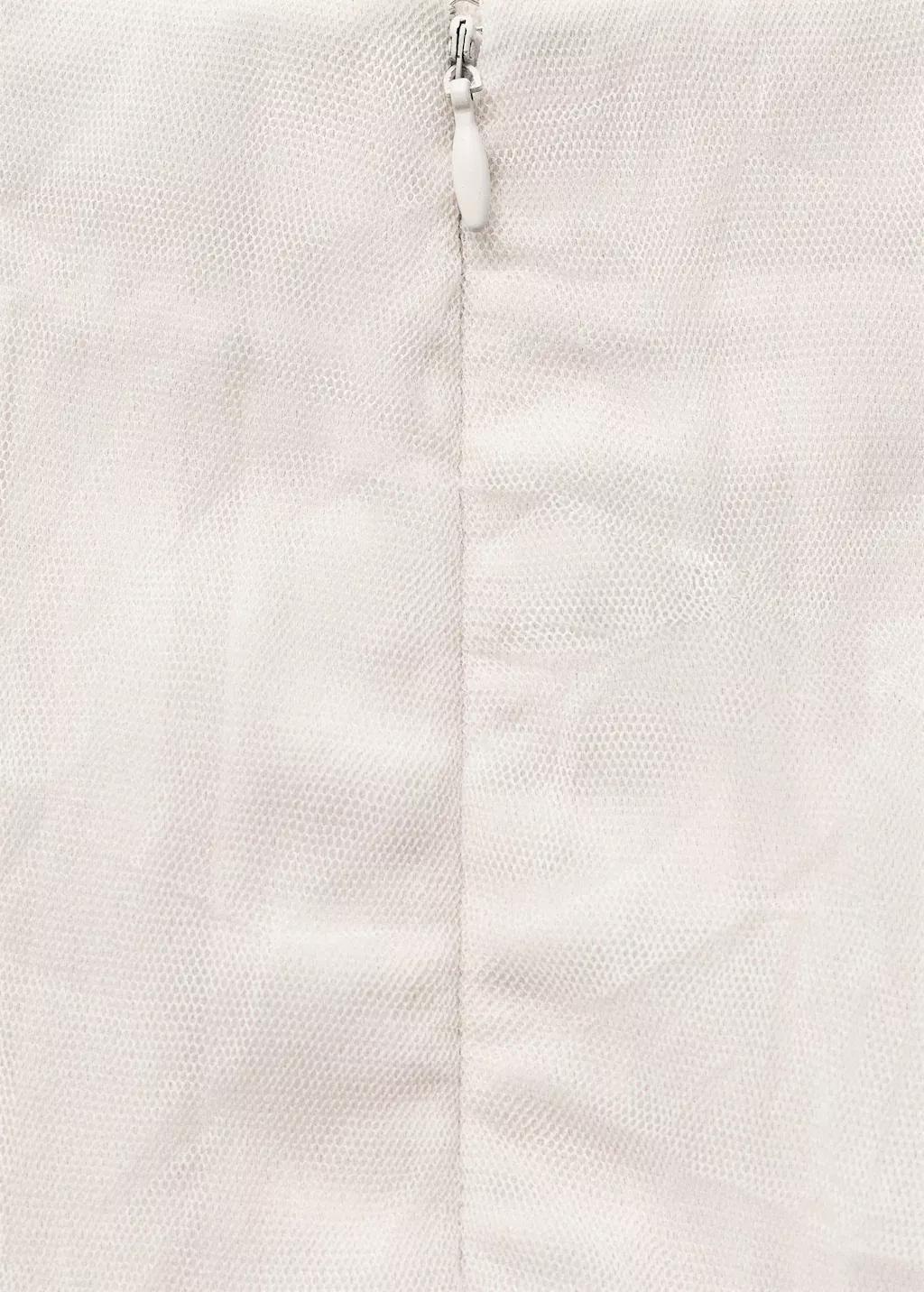 White Straight Tulle Skirt, , large image number 5