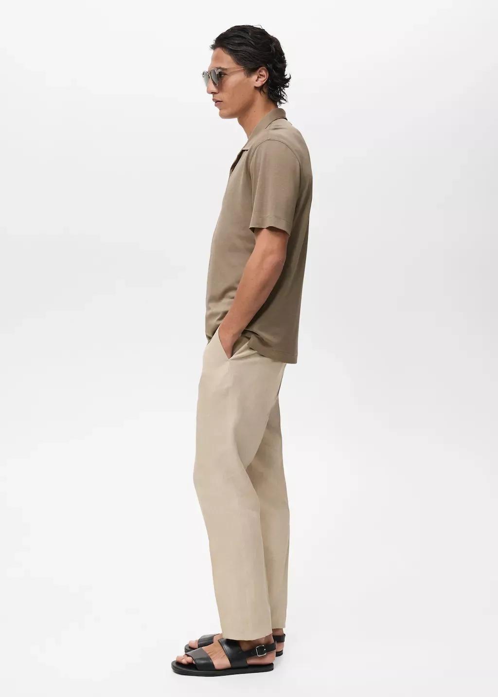 Grey Lyocell Polo Shirt With Bowling Collar, , large image number 3