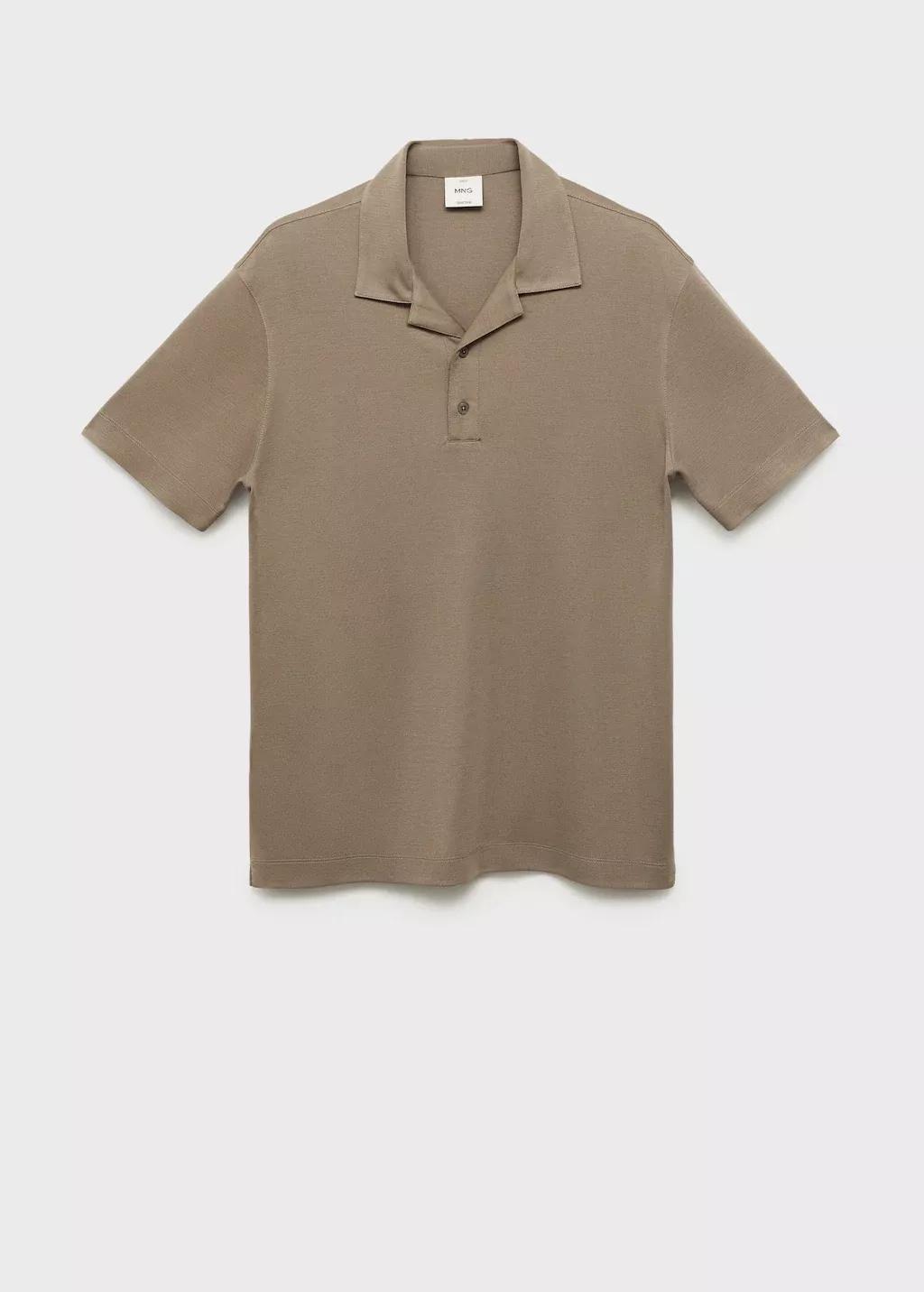 Grey Lyocell Polo Shirt With Bowling Collar, , large image number 4