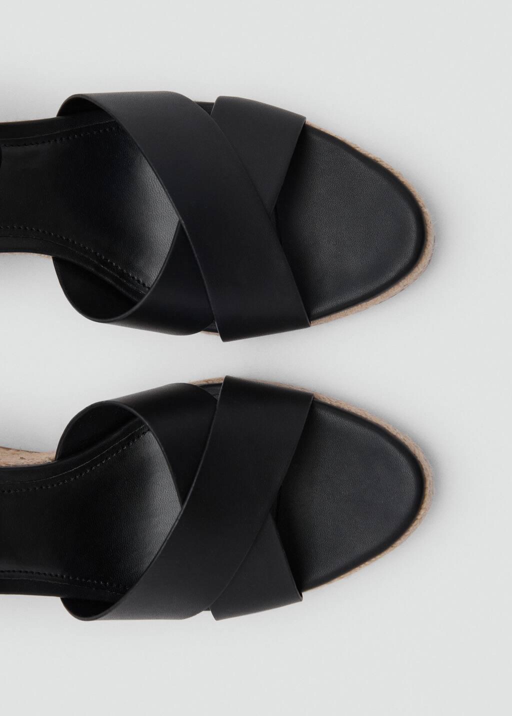 Black Wedge Sandals With Crisscross Straps, , large image number 1