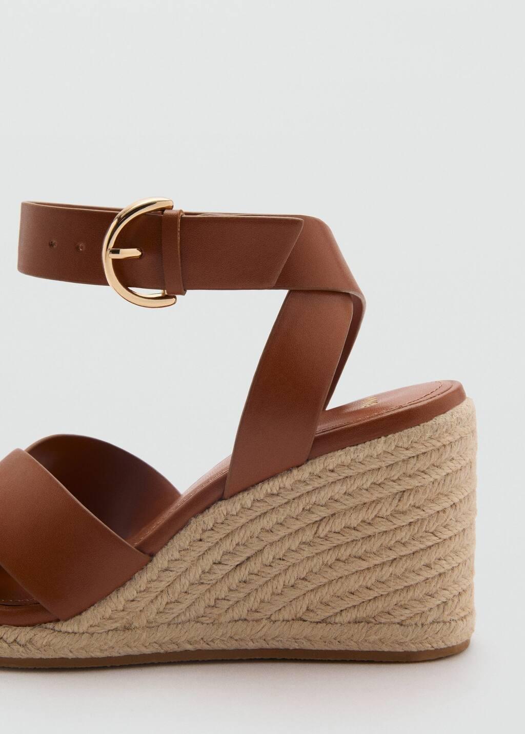 Brown Wedge Sandals With Crisscross Straps, , large image number 1