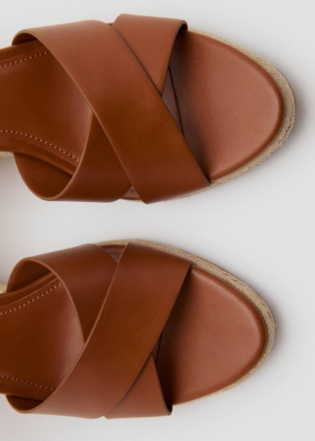 Brown Wedge Sandals With Crisscross Straps, , large image number 2