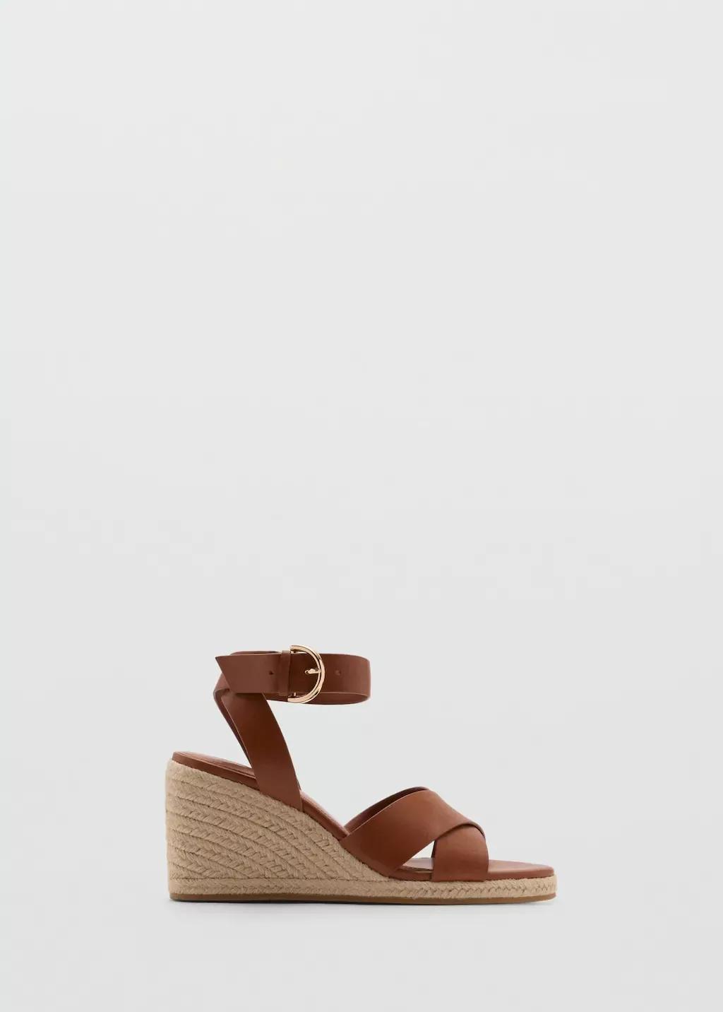 Brown Wedge Sandals With Crisscross Straps, , large image number 3