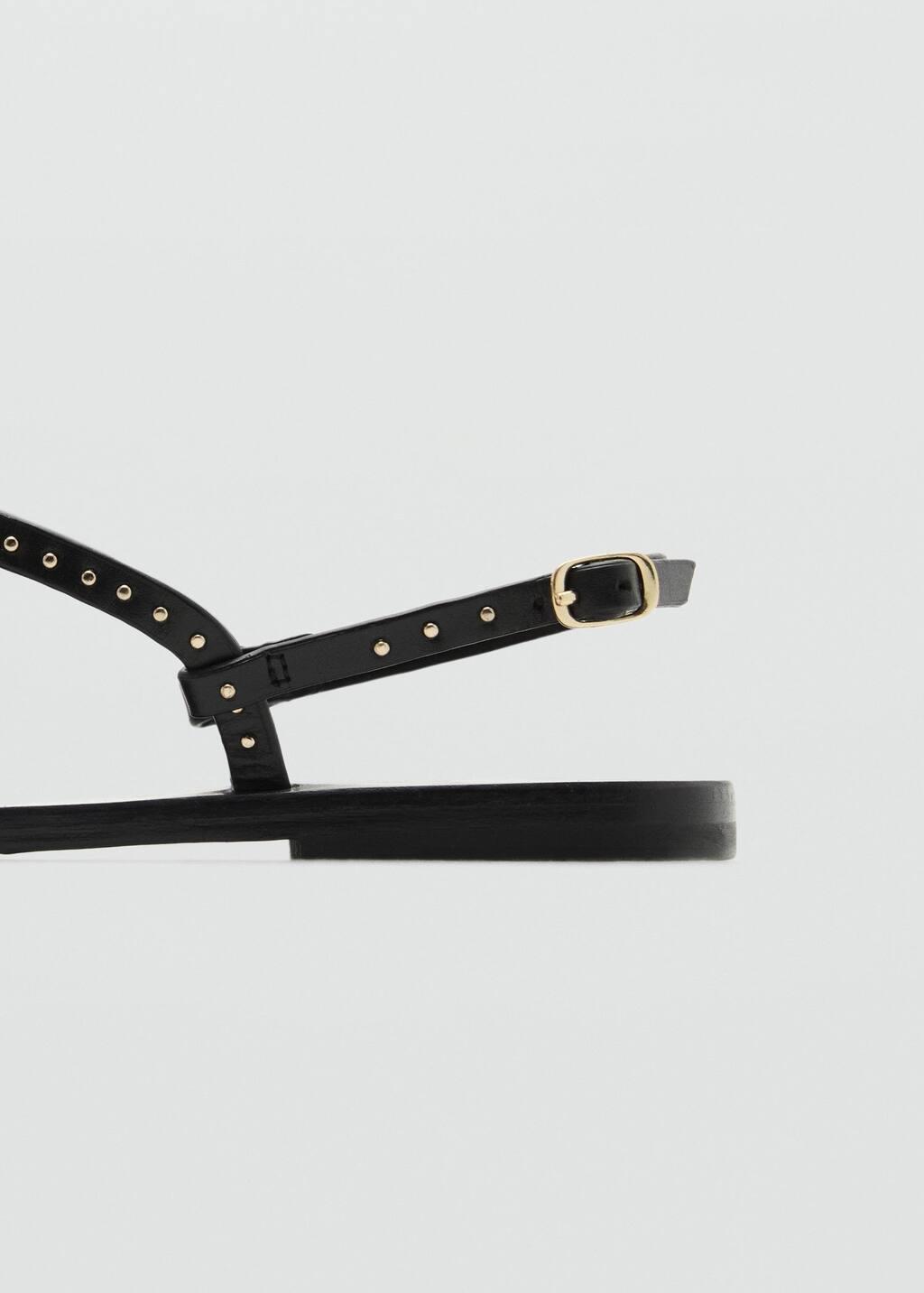 BLACK Leather sandals with mini studs, , large image number 2