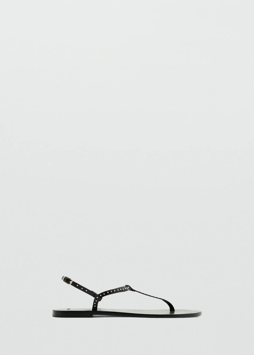 BLACK Leather sandals with mini studs, , large image number 3