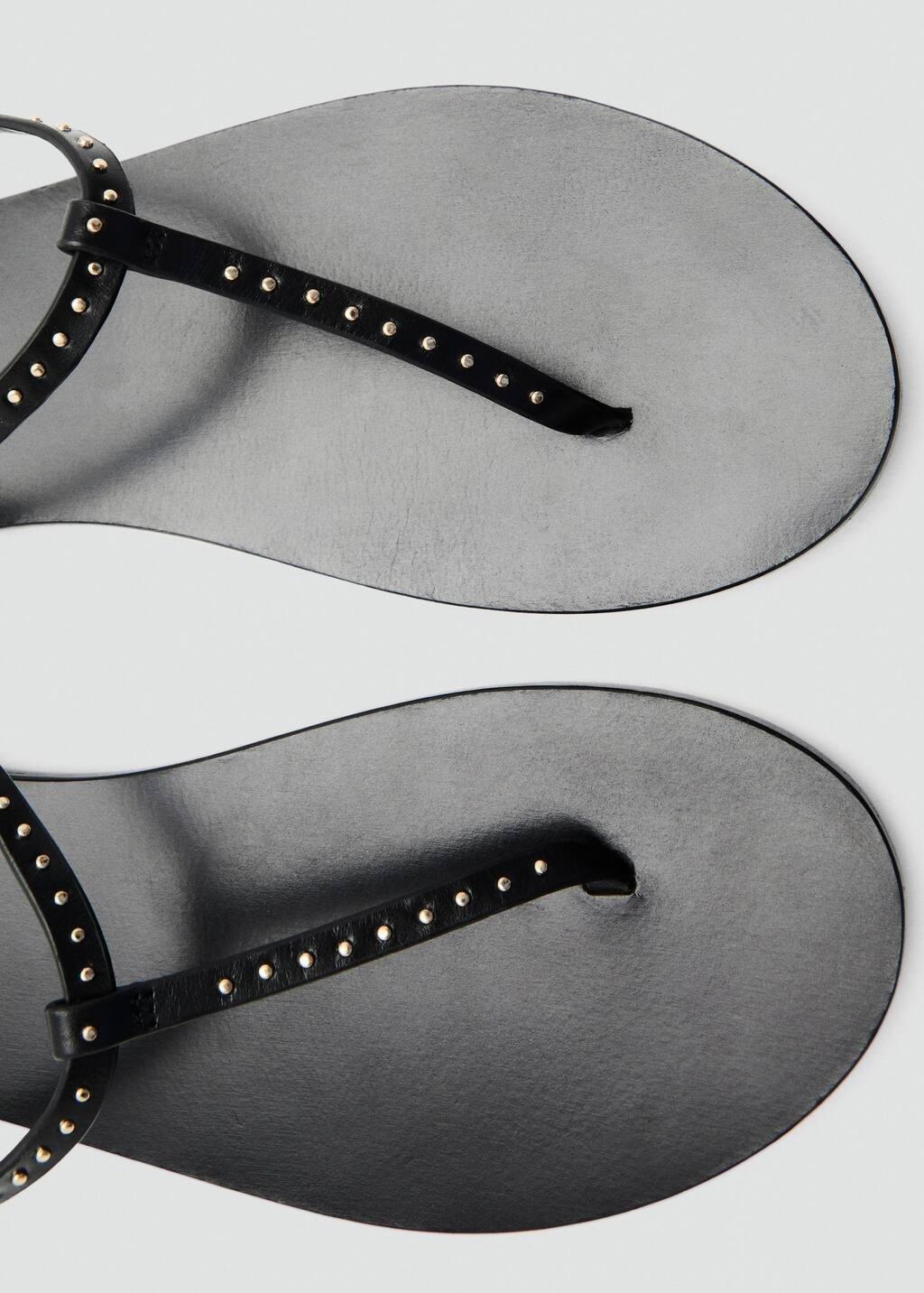 BLACK Leather sandals with mini studs, , large image number 4