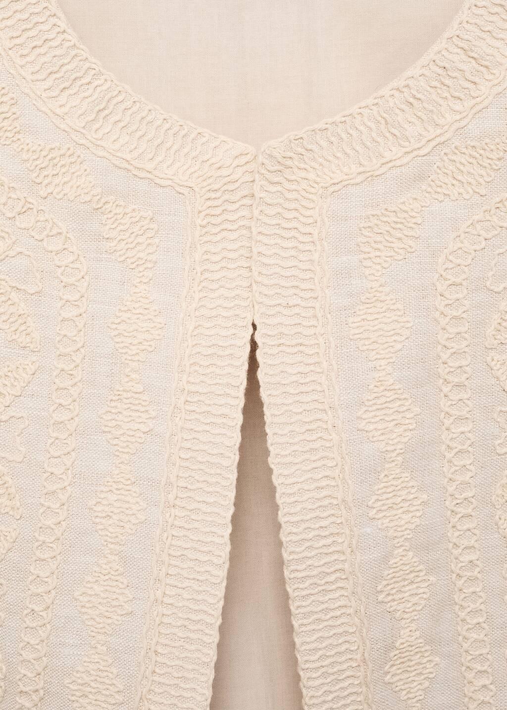Beige Embroidered Linen Waistcoat, , large image number 4