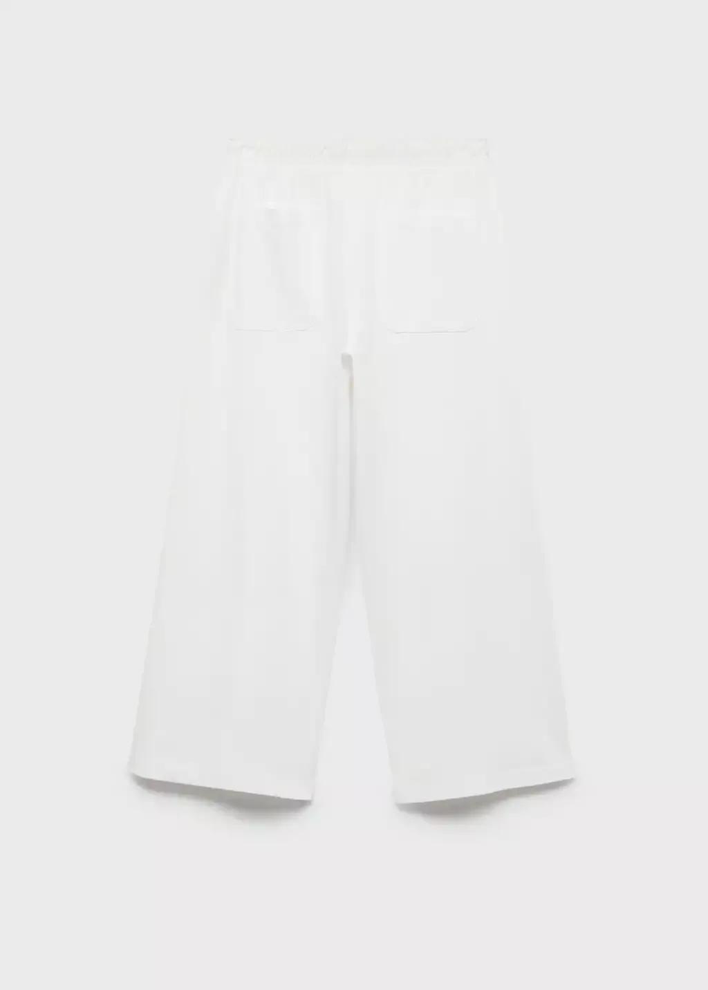 White Elastic Waist Trousers, Kids Girl, , large image number 1