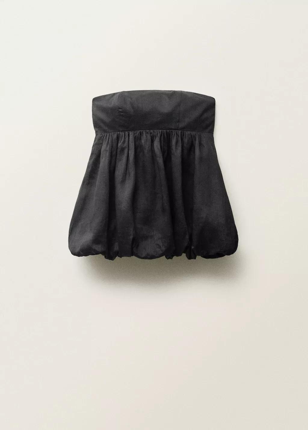 Black Balloon-Effect Ramie Top, , large image number 3