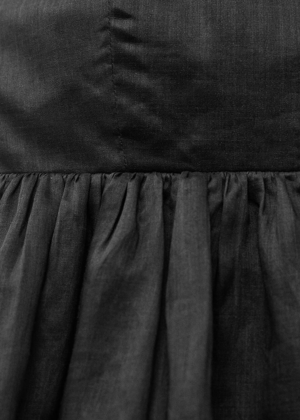 Black Balloon-Effect Ramie Top, , large image number 4