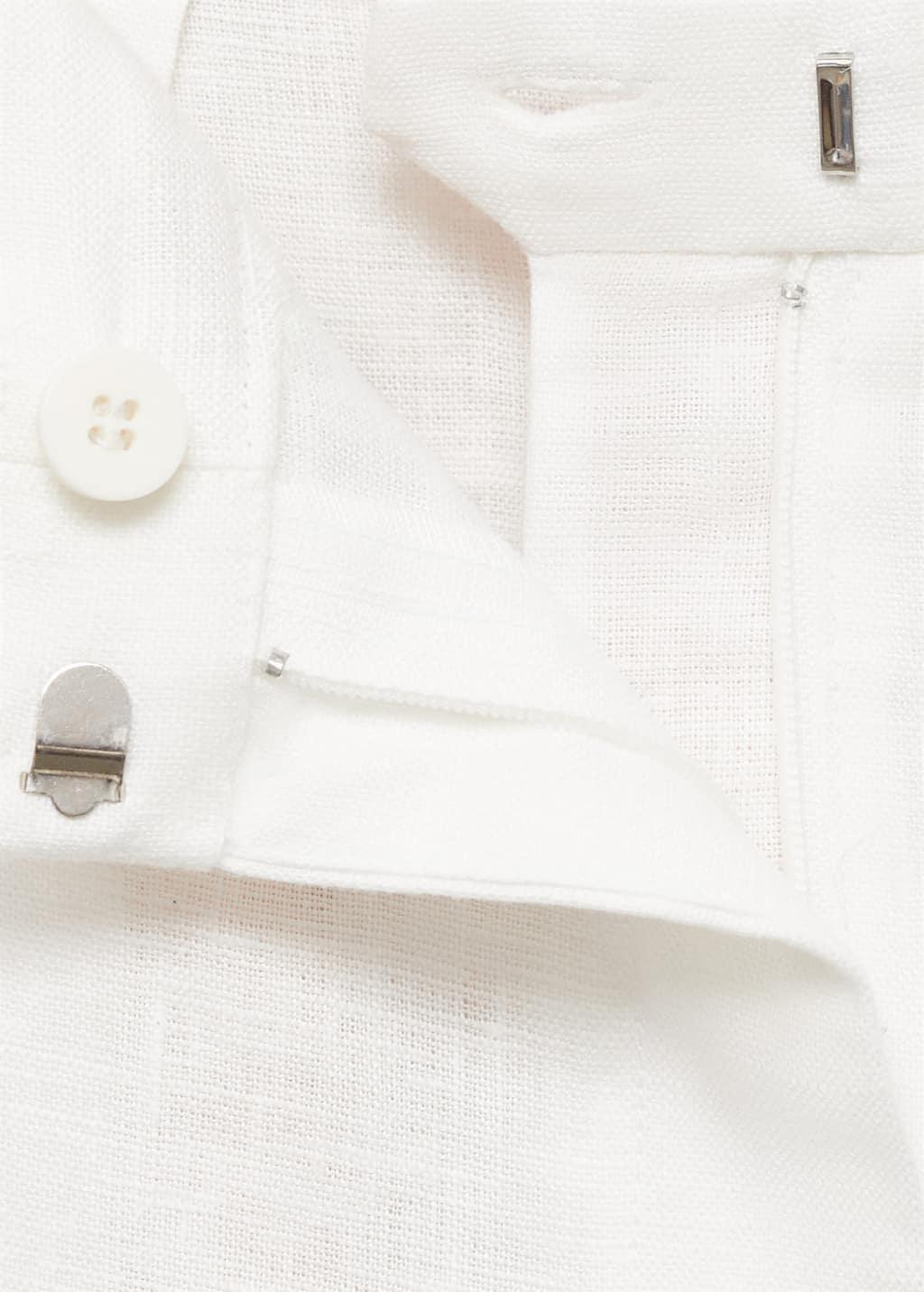 White Straight-Fit Linen Suit Trousers, Natural White, large image number 2