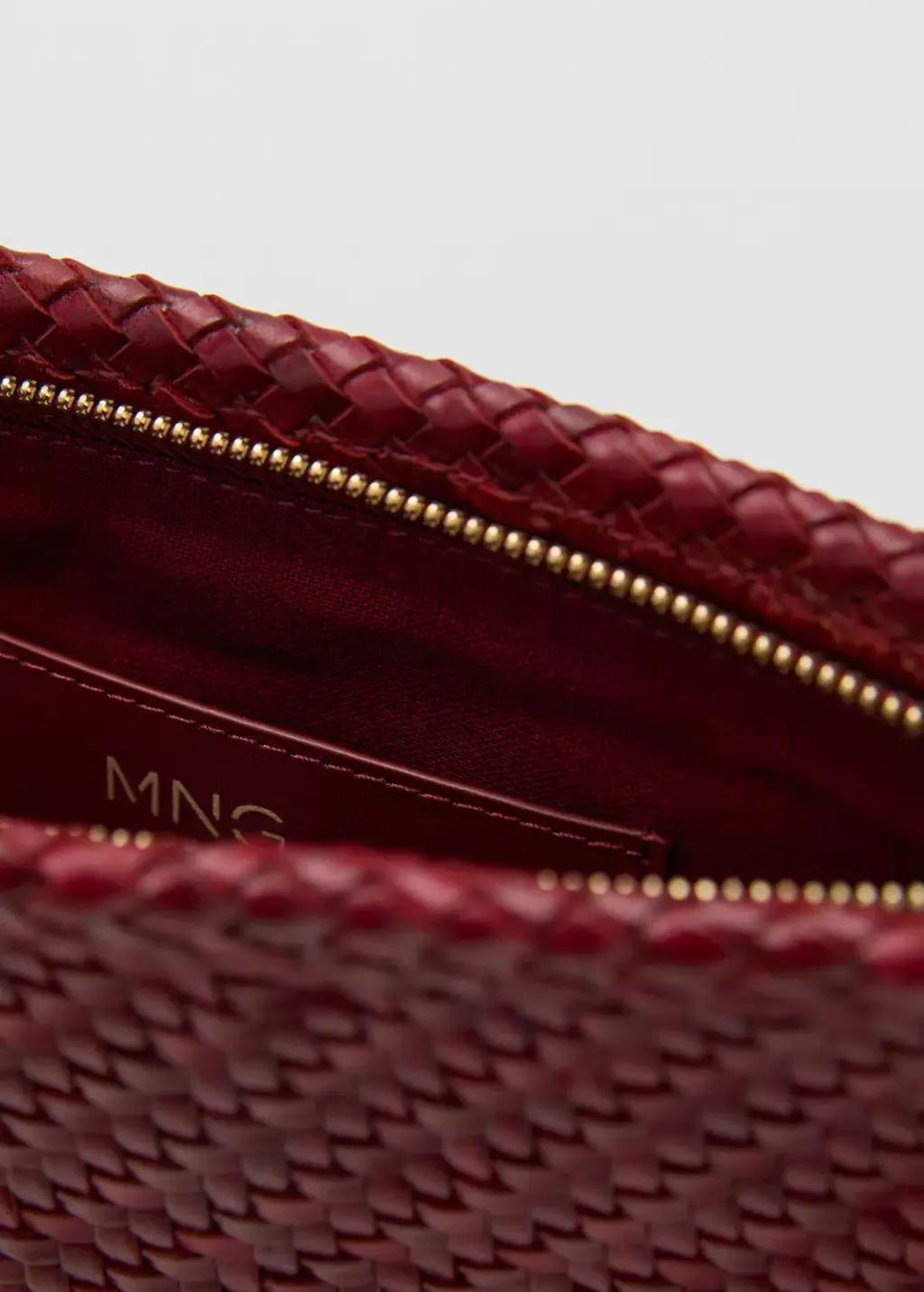 DARK RED Braided leather clutch, Dark Red, large image number 2