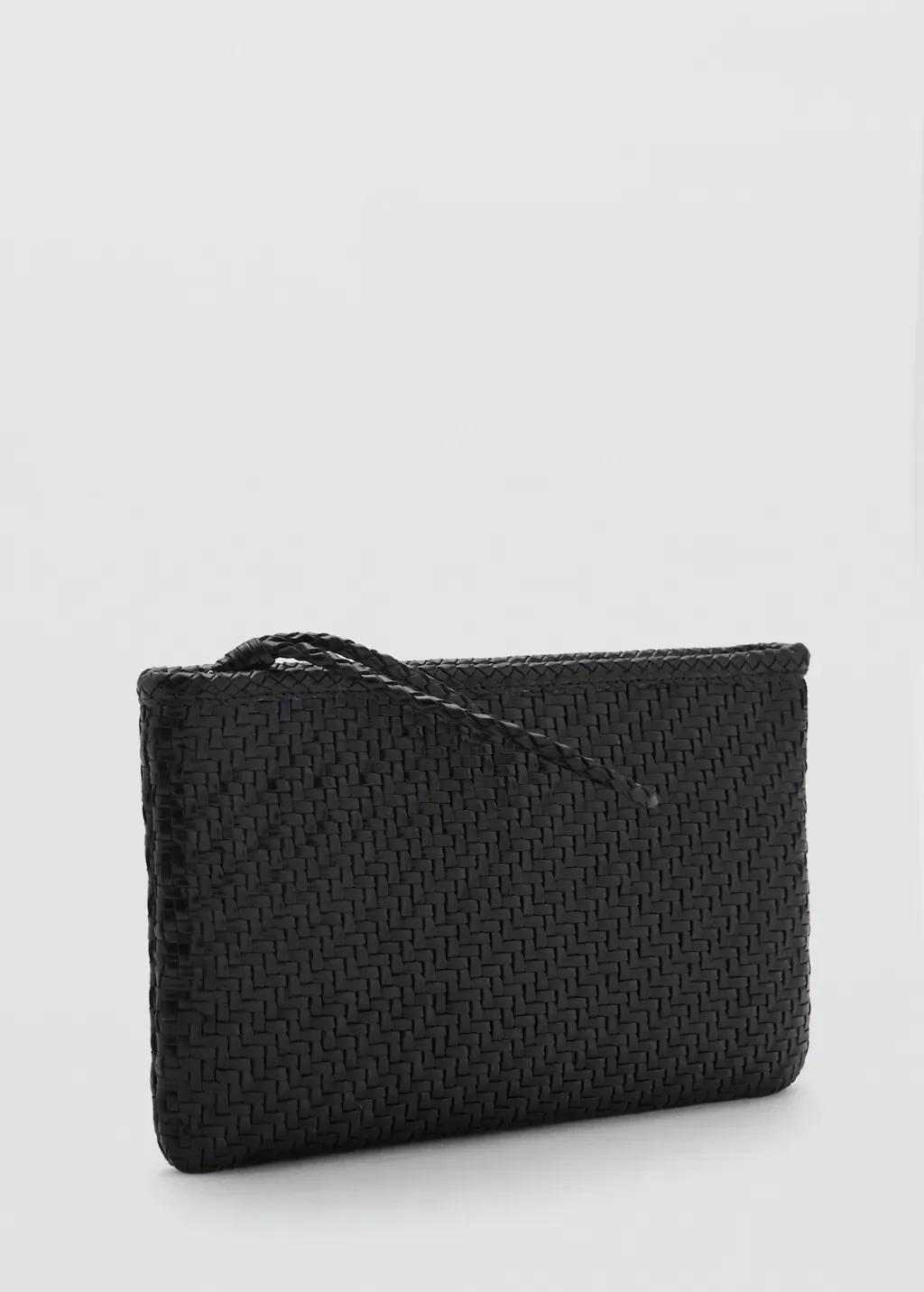 BLACK Braided leather clutch, Black, large image number 0
