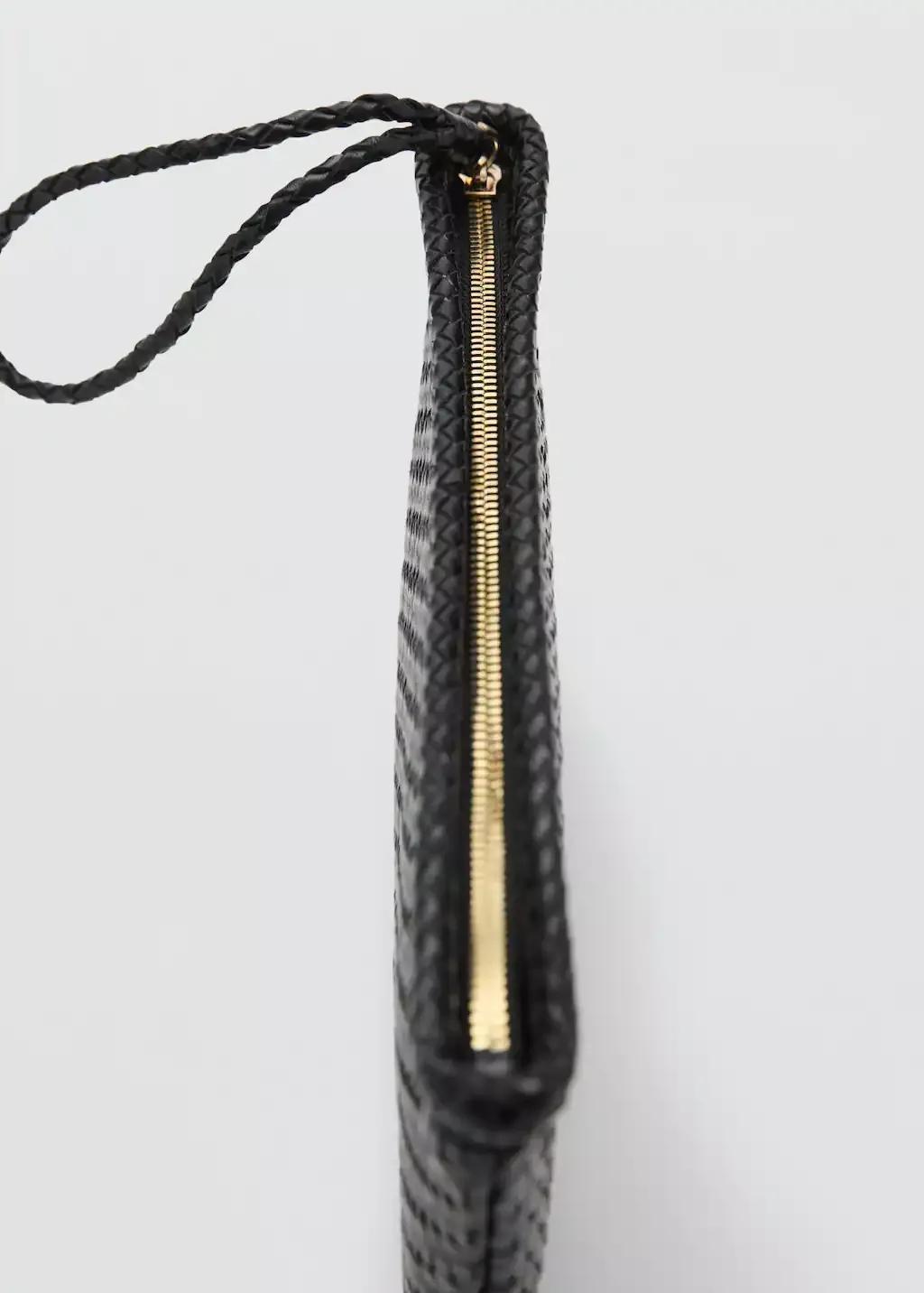 BLACK Braided leather clutch, Black, large image number 1