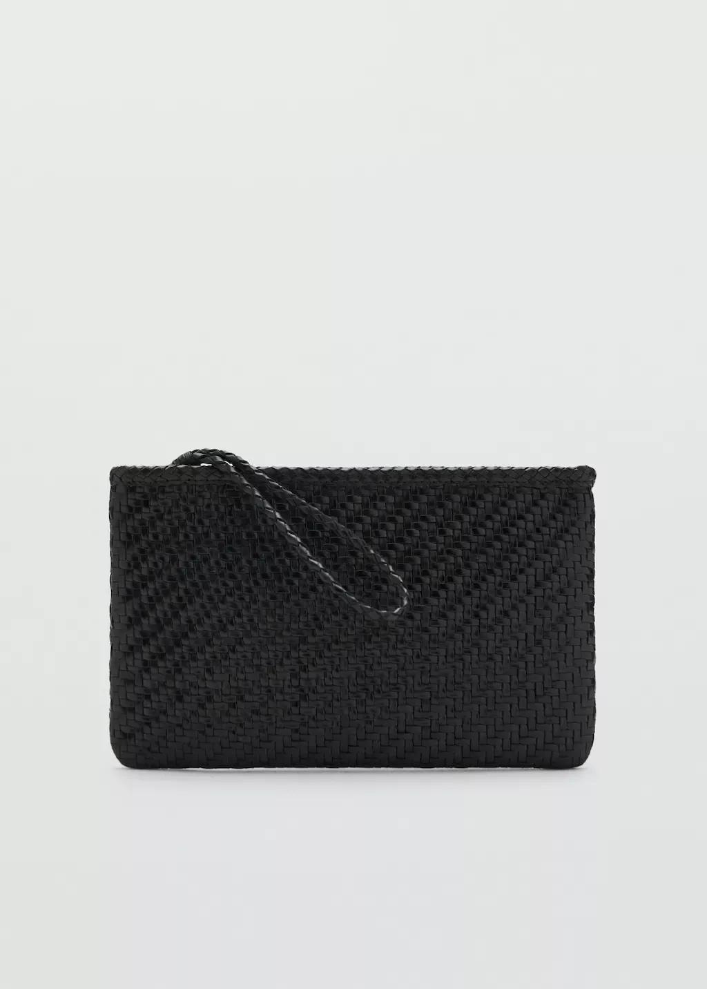 BLACK Braided leather clutch, Black, large image number 3