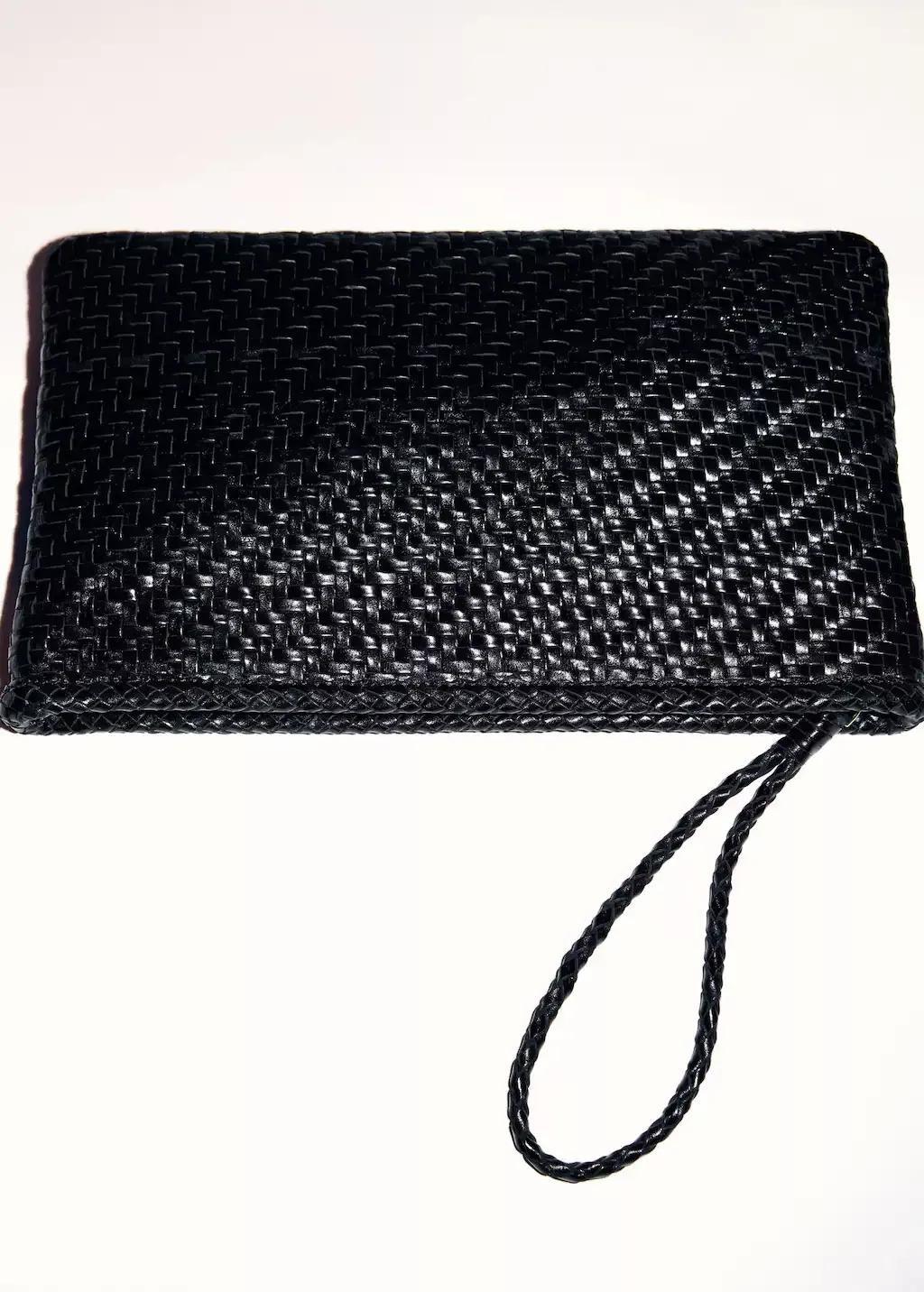 BLACK Braided leather clutch, Black, large image number 4