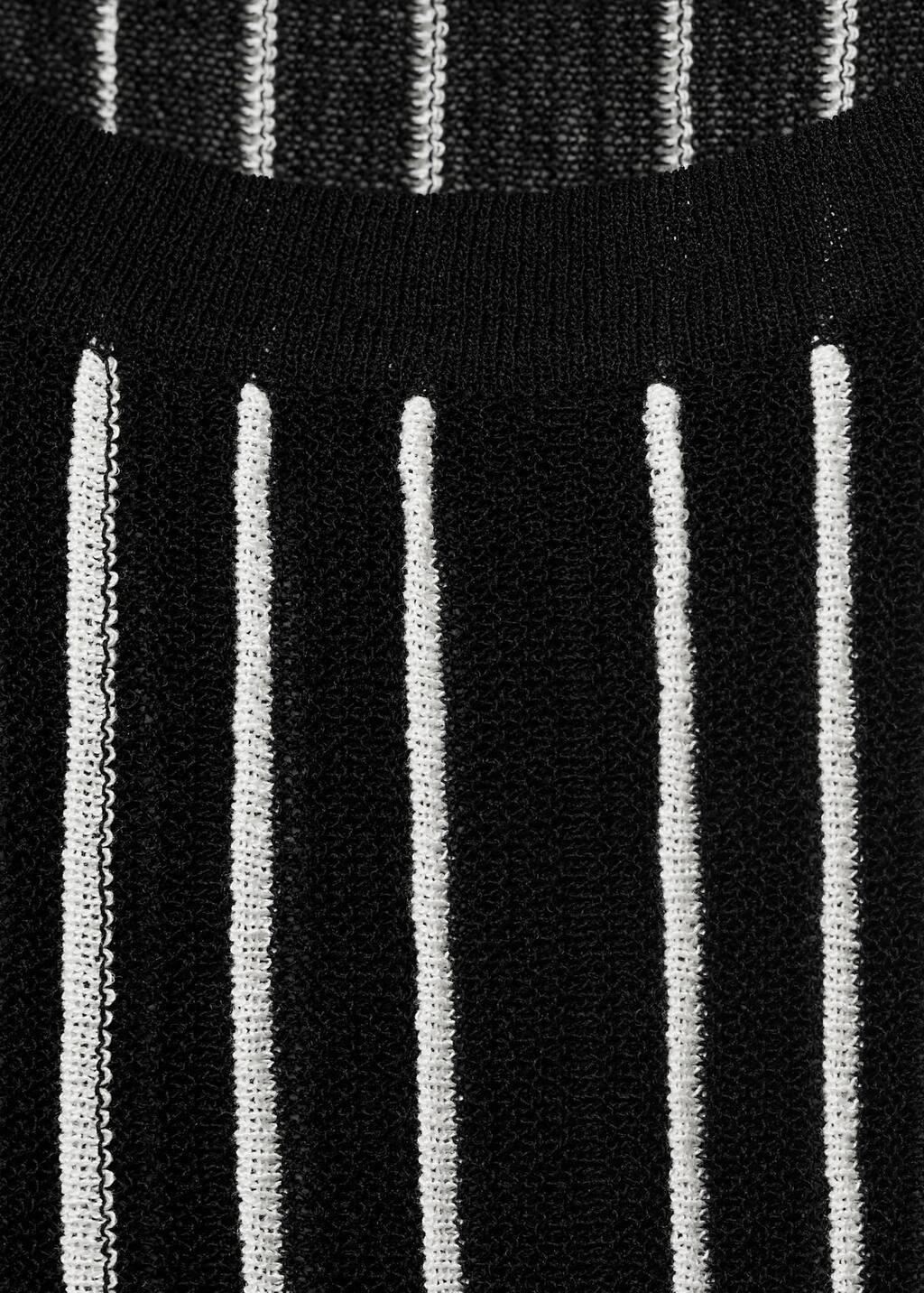 Black Striped Halter-Neck Knitted Top, , large image number 2