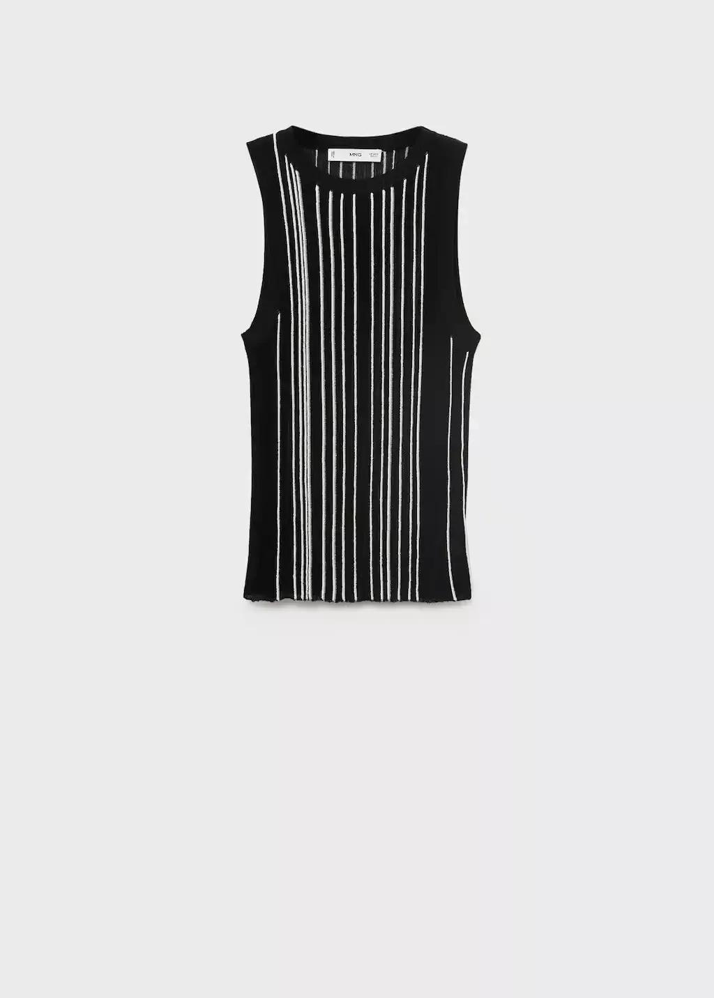 Black Striped Halter-Neck Knitted Top, , large image number 3