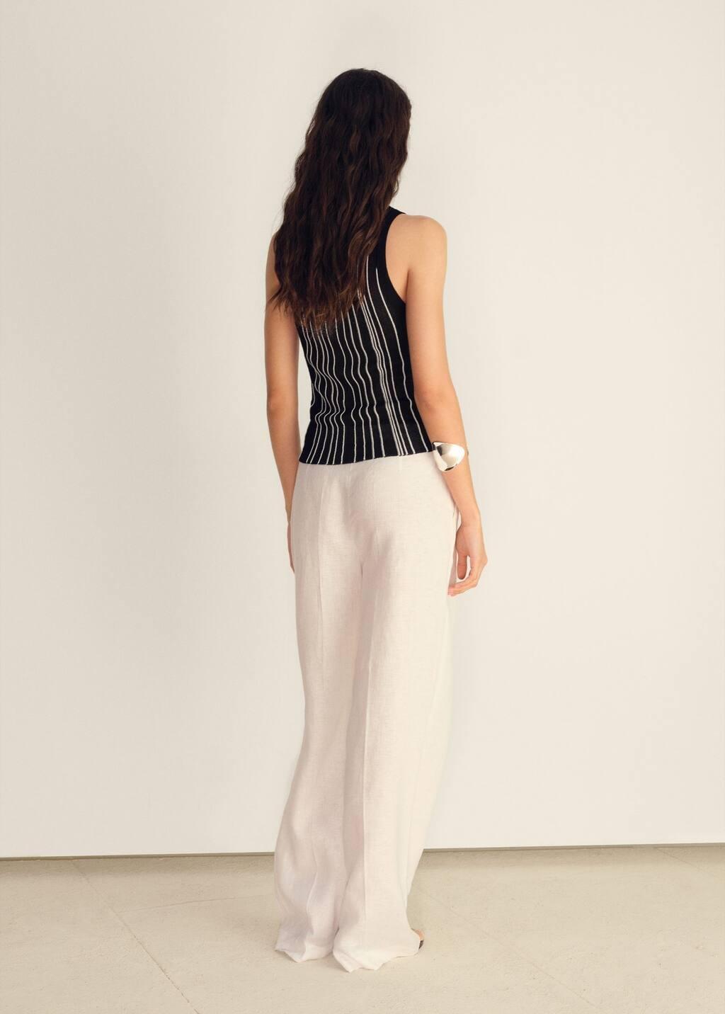 Black Striped Halter-Neck Knitted Top, , large image number 4