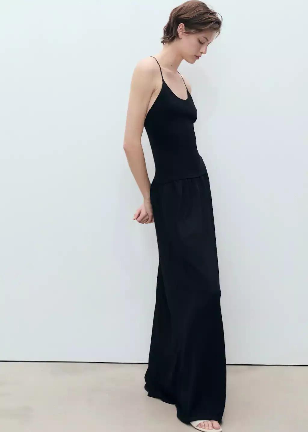 Combined-Fabric Ribbed Maxi Dress, , large image number 2