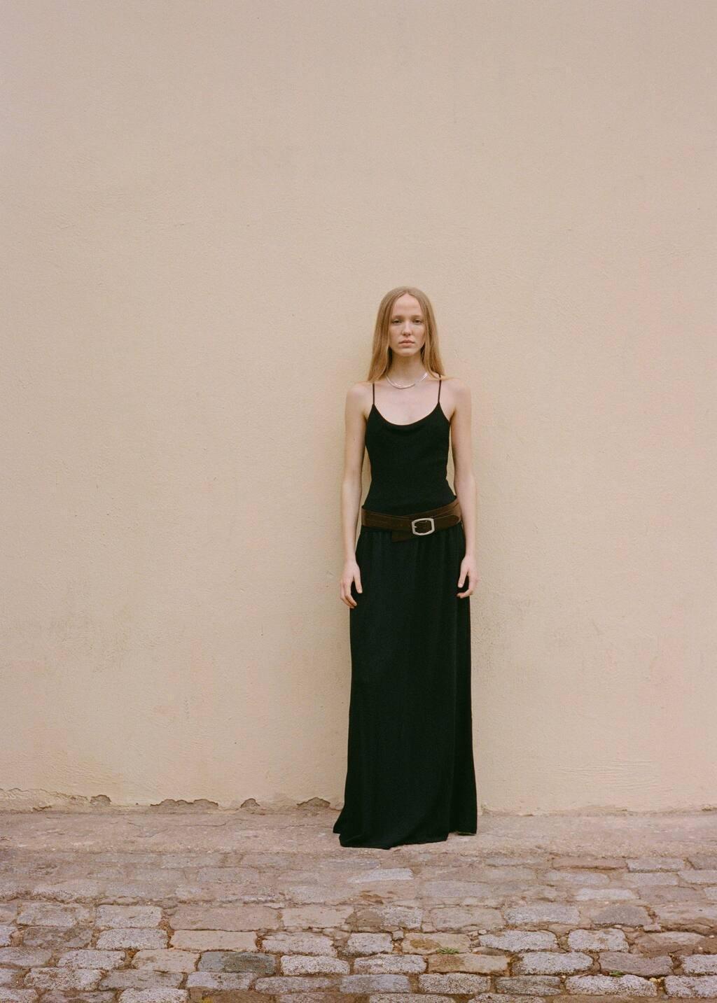 Combined-Fabric Ribbed Maxi Dress, , large image number 5