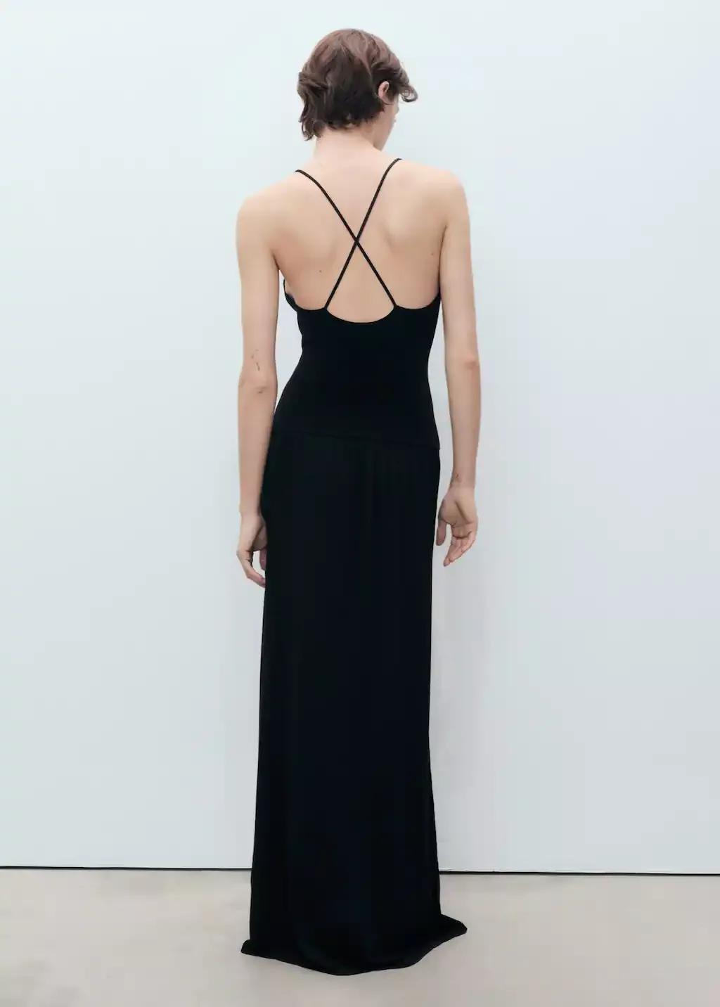 Combined-Fabric Ribbed Maxi Dress, , large image number 6