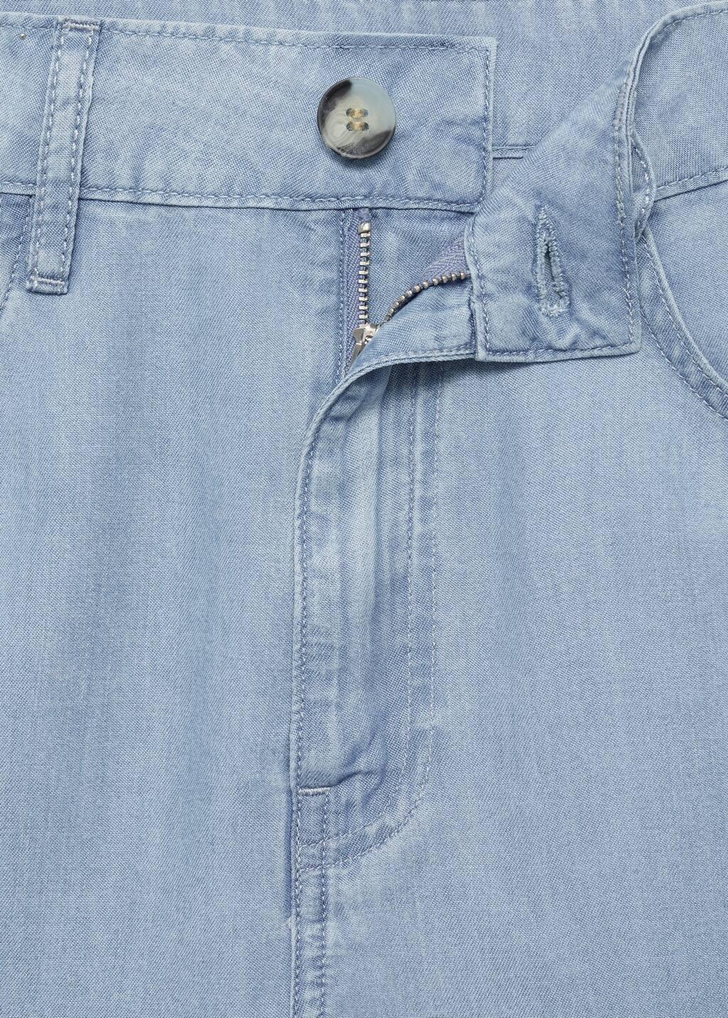 Blue Straight Lyocell Bermuda Shorts, , large image number 2