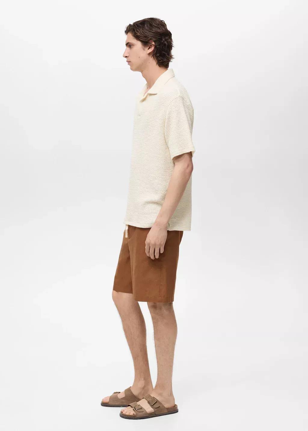 LIGHT BEIGE Crochet cotton polo shirt, , large image number 2