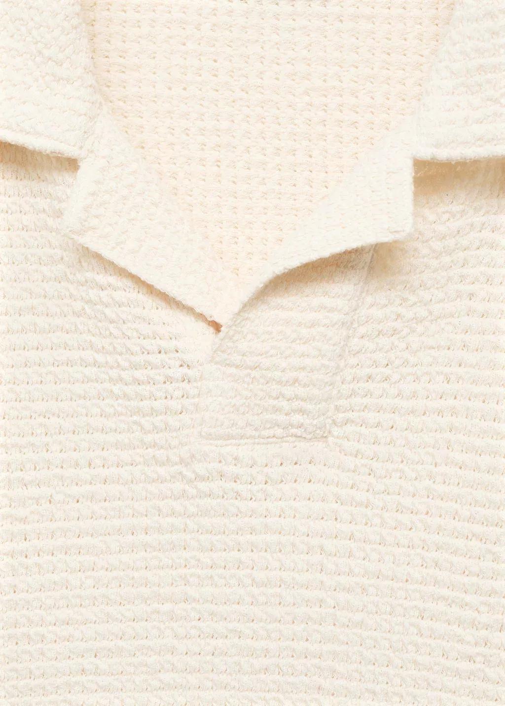 LIGHT BEIGE Crochet cotton polo shirt, , large image number 4