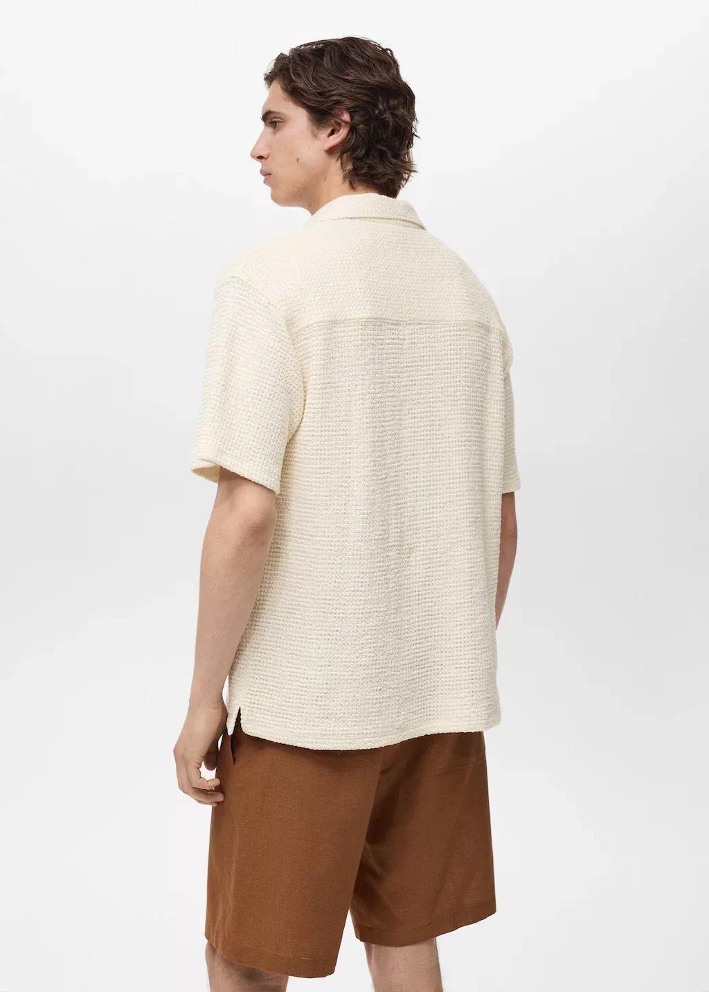 LIGHT BEIGE Crochet cotton polo shirt, , large image number 5