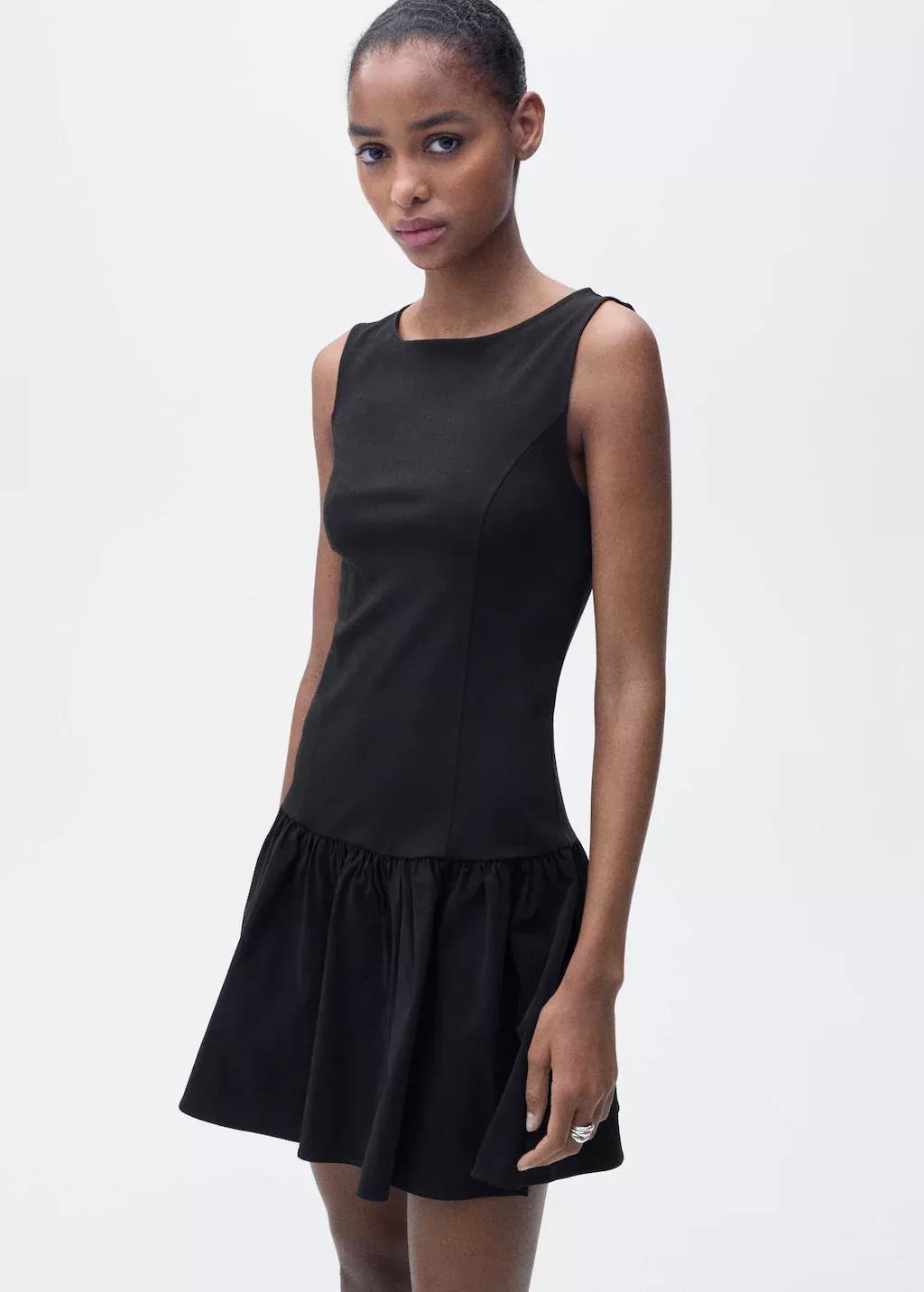 Black Short Combined Dress, , large image number 0