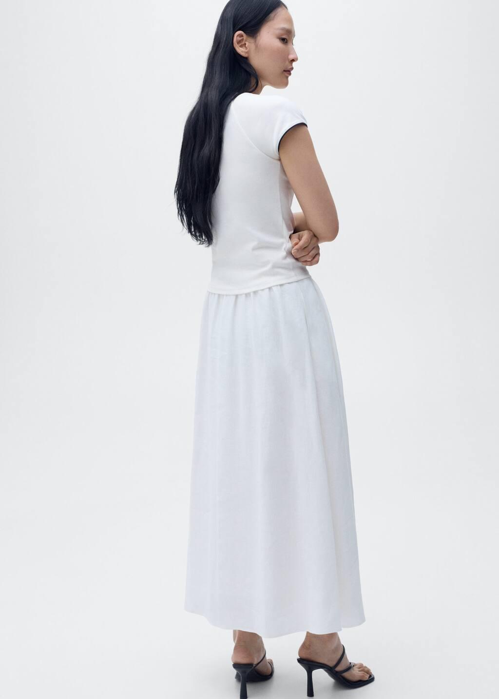 White Cotton T-Shirt With Contrasting Trim, , large image number 5