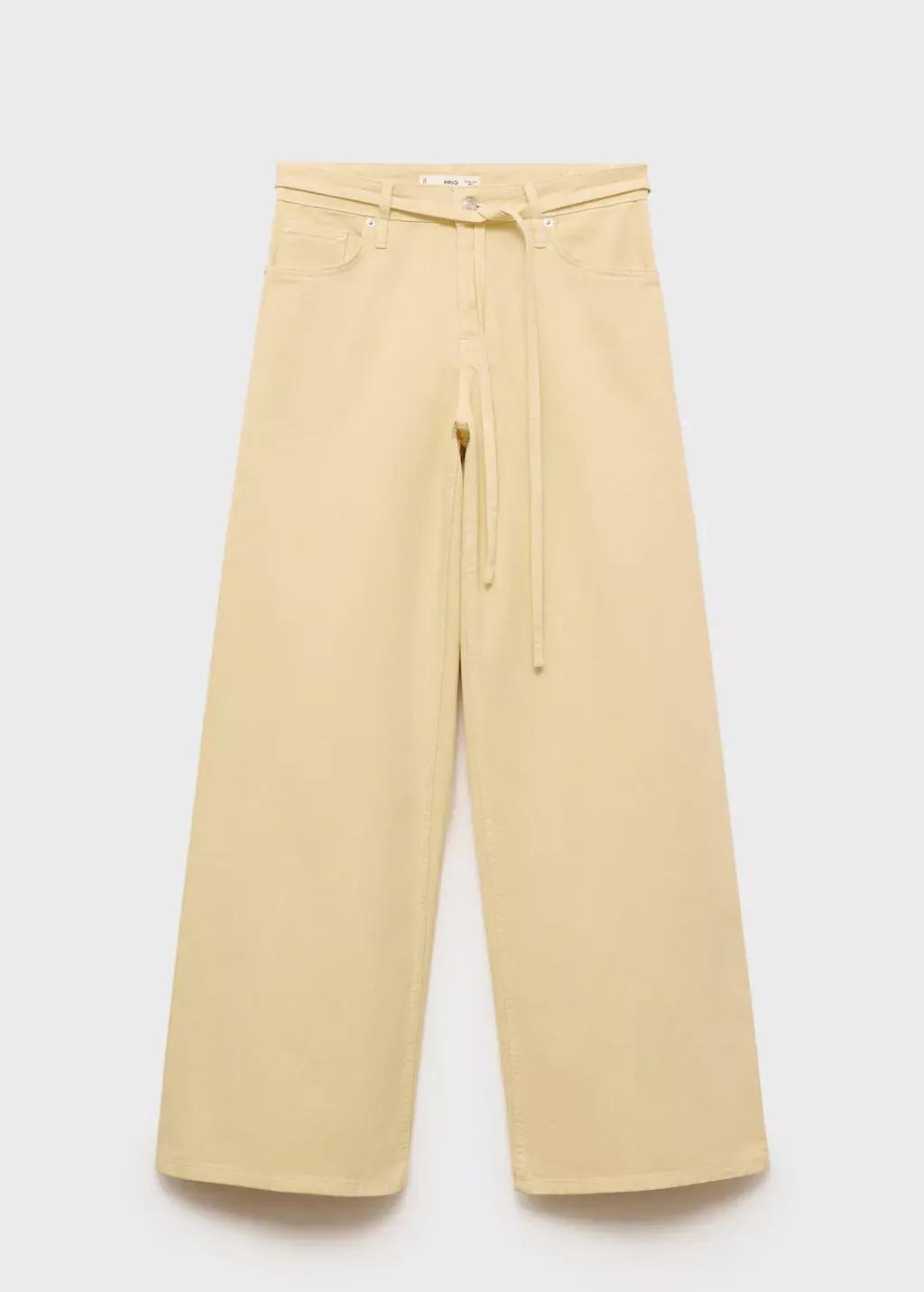 WHITE Low-rise wide-leg jeans with belt, , large image number 0