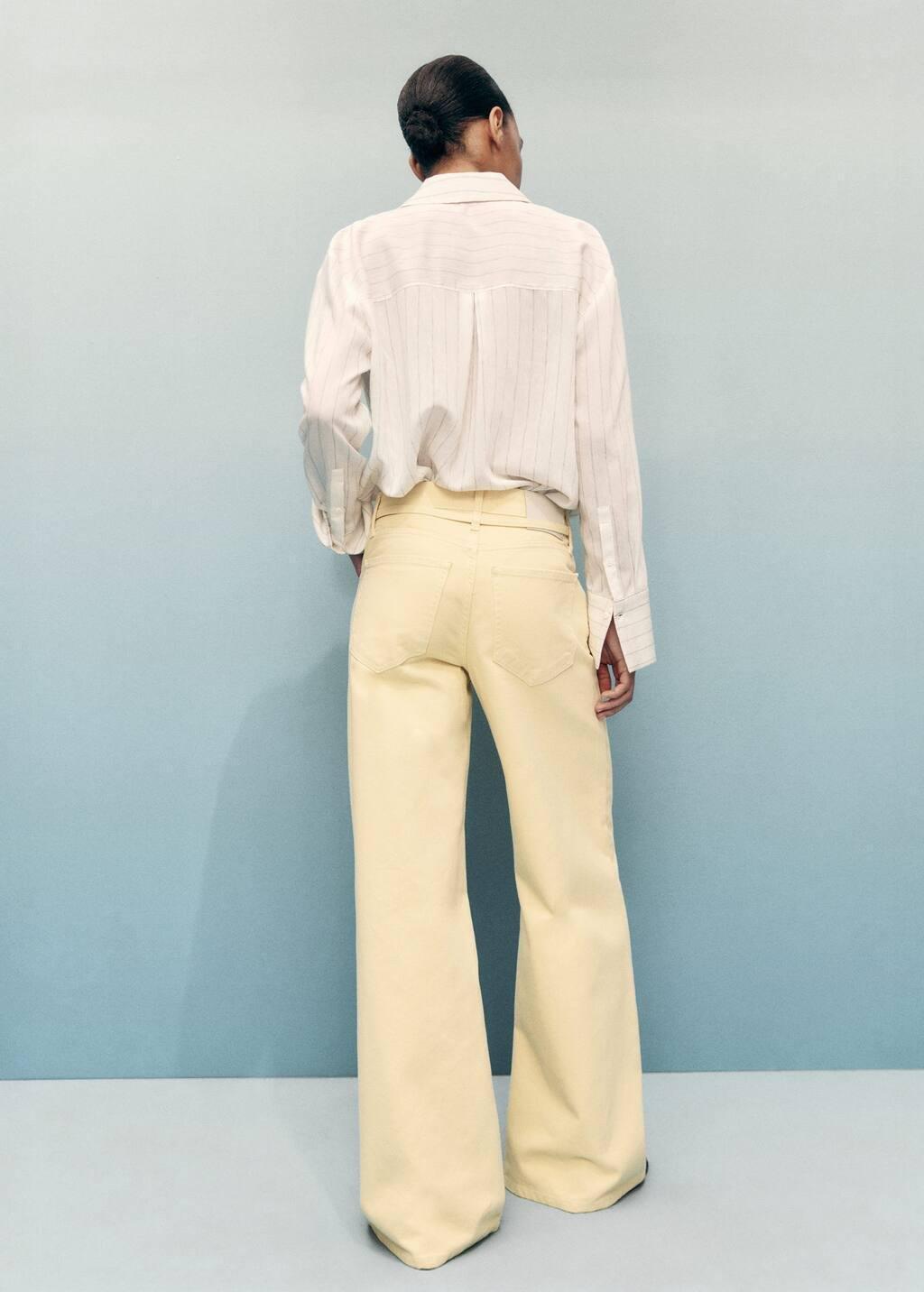WHITE Low-rise wide-leg jeans with belt, , large image number 6